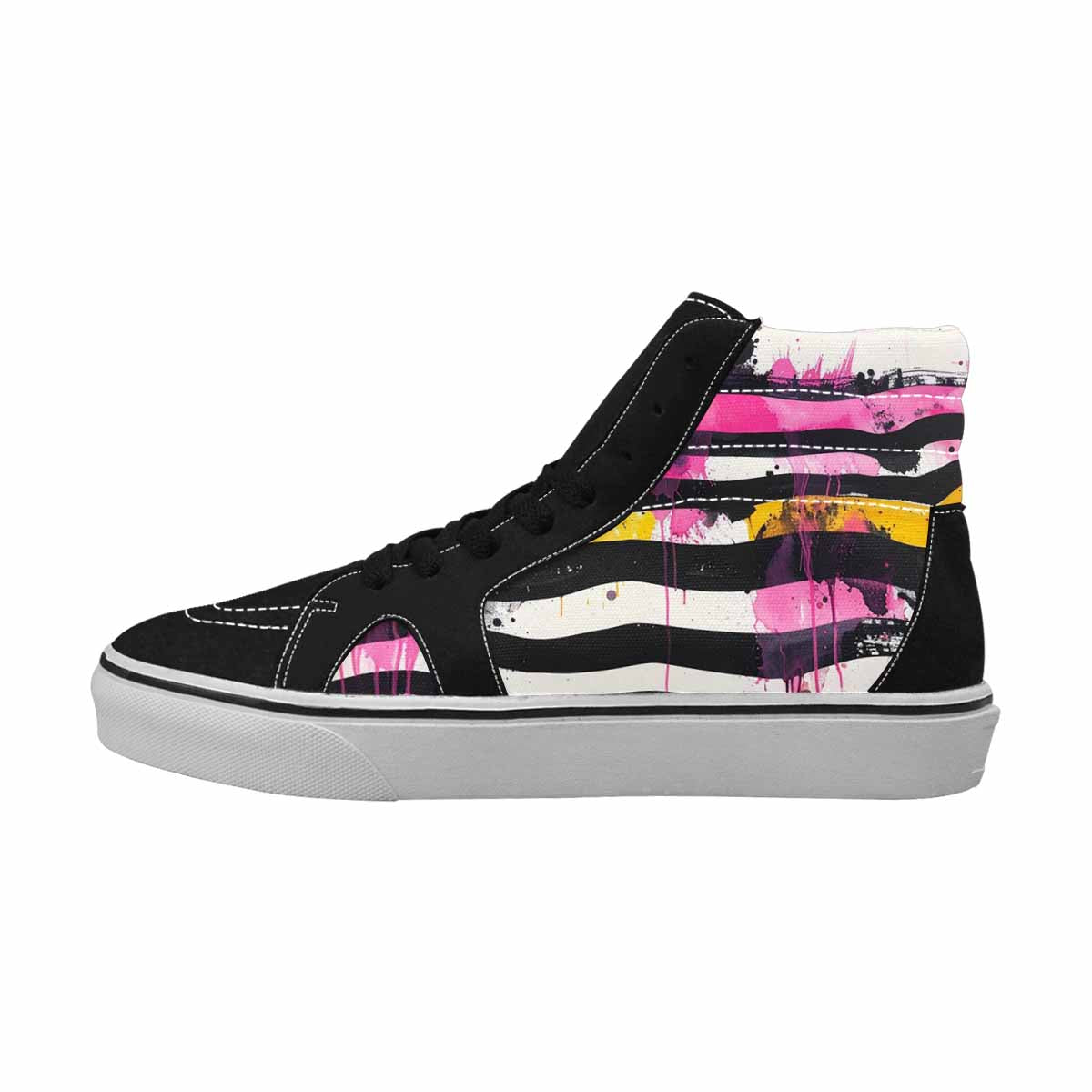 MEN'S Zebra Stripe Burst High Top Canvas Kaleidoscope Custom Sneakers