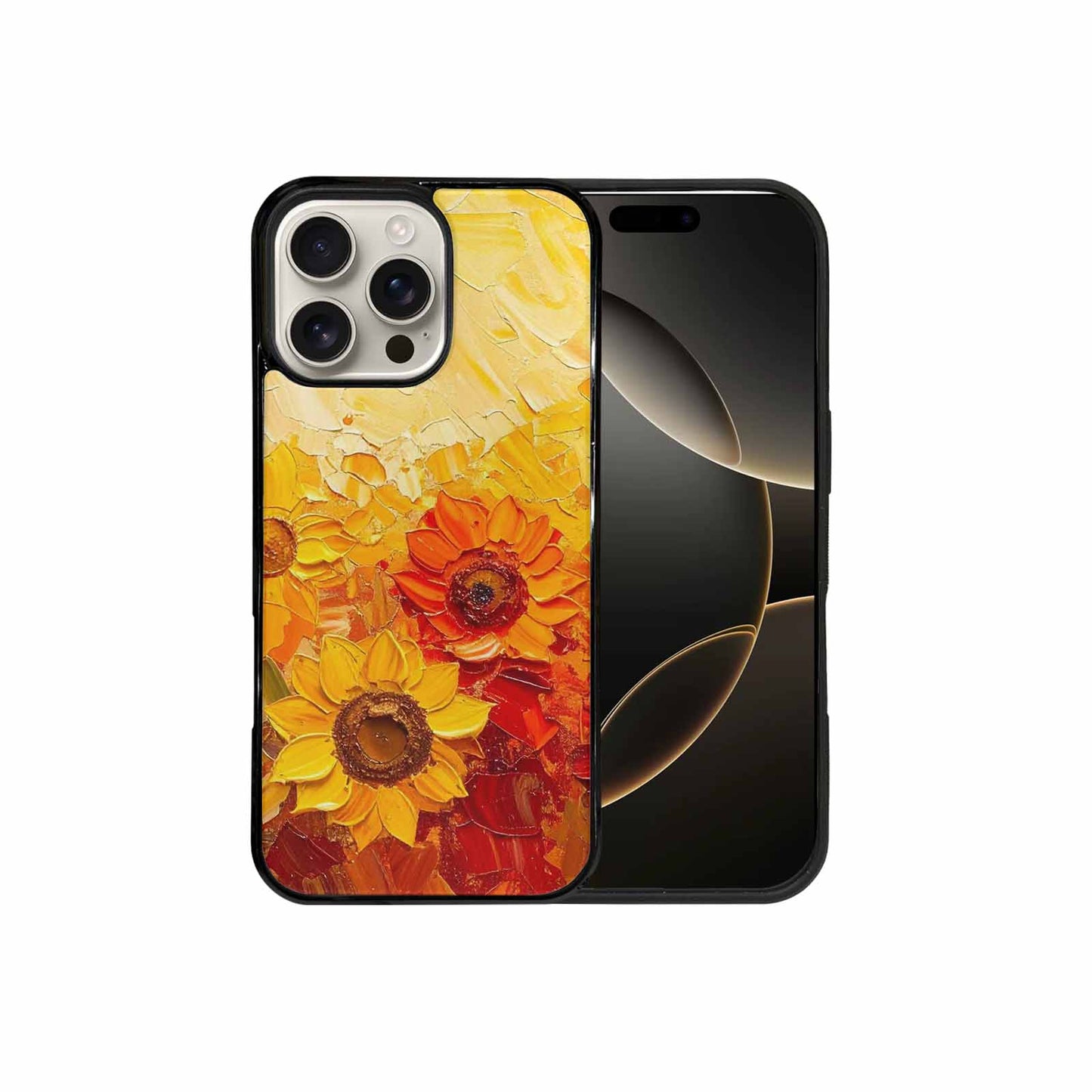 iPhone 16 Pro Max Case — Impressionist Sunflower Brushstroke Pattern Hundreds Of, Custom Designed Case Cover