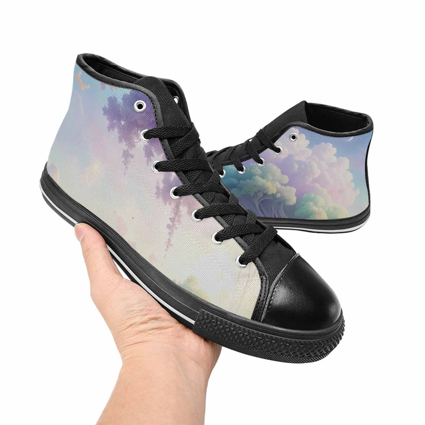 MEN'S Surrealist Dreamscape High Top Canvas Dark Academia Custom Sneakers