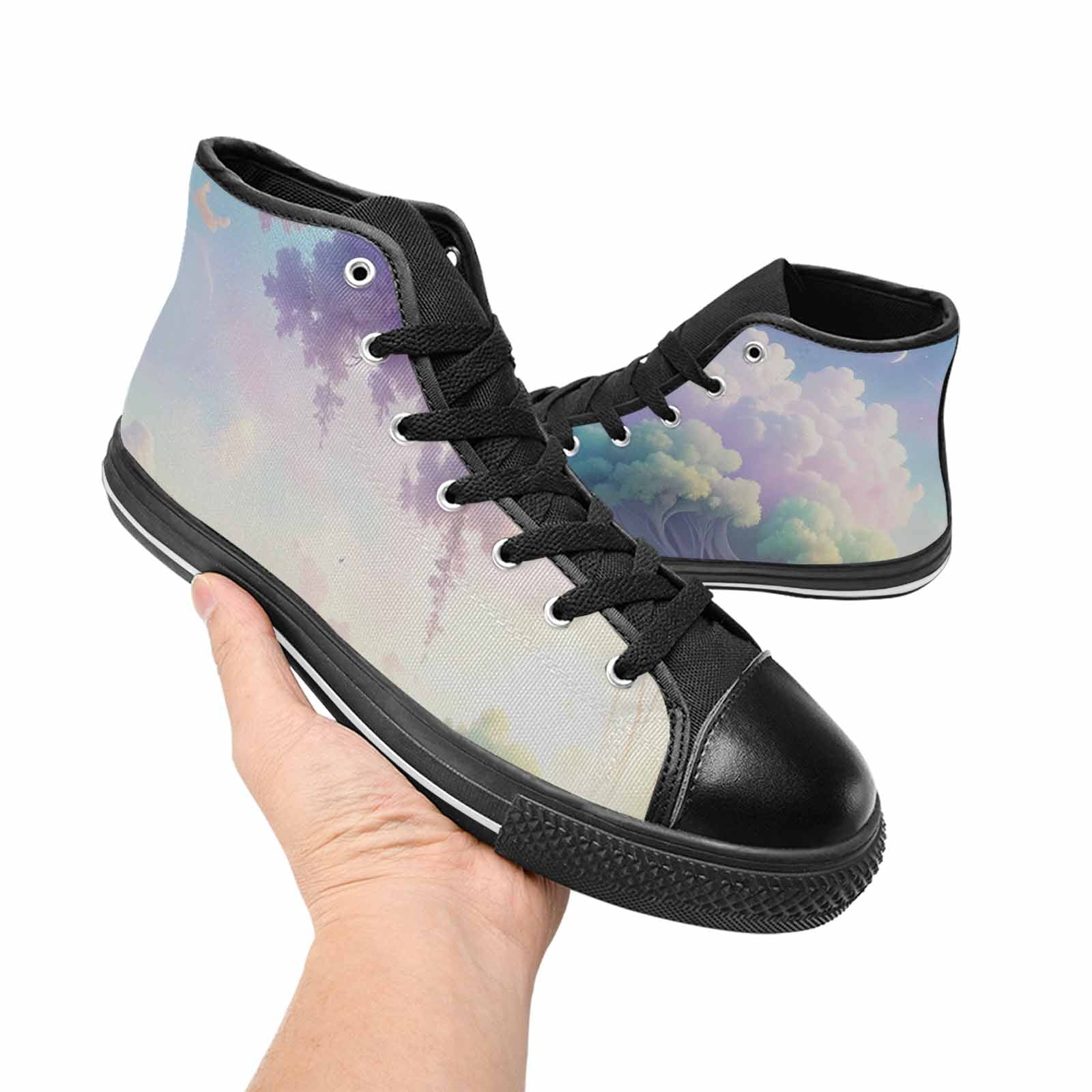 MEN'S Surrealist Dreamscape High Top Canvas Dark Academia Custom Sneakers