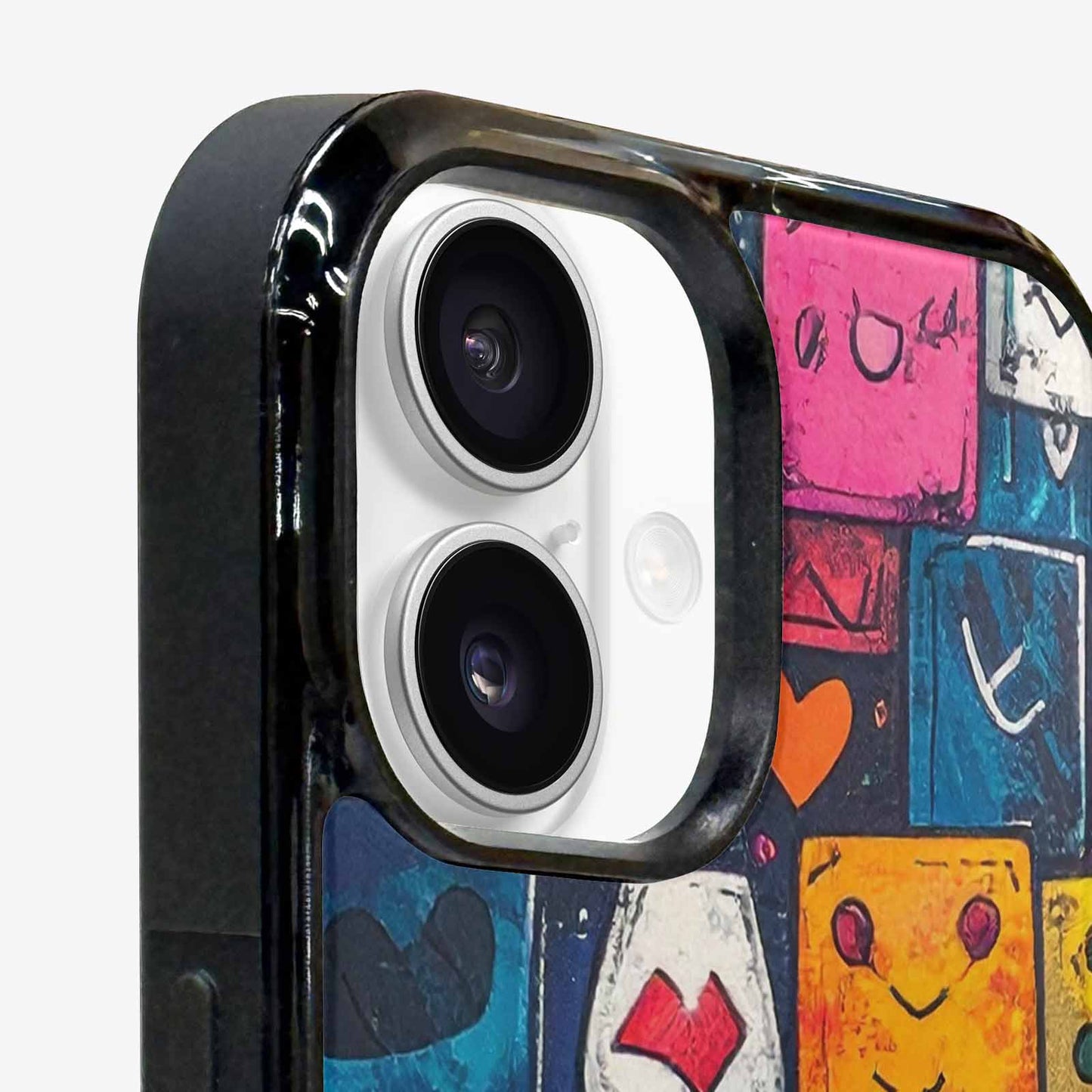 iPhone 16 Plus Case — Hand Drawn Icon Doodle Pattern Hundreds, Custom Printed Phone Case