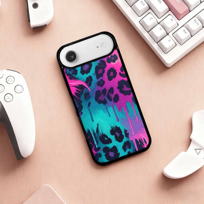 iPhone 17 Air Case — Leopard Melting Neon Animal Print, Personalized Phone Case