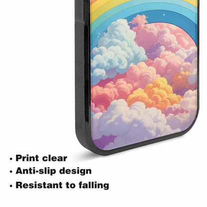 iPhone 15 Plus Case — Cloud And Rainbow Burst Pattern Hundreds, Personalized Phone Case