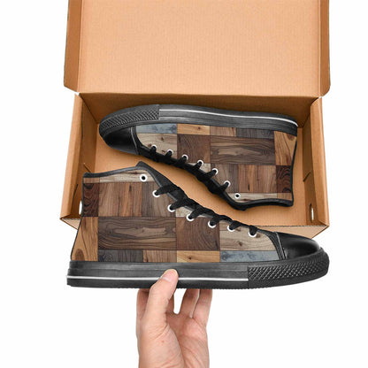 MEN'S Wood Grain Texture High Top Canvas Grunge Shoes