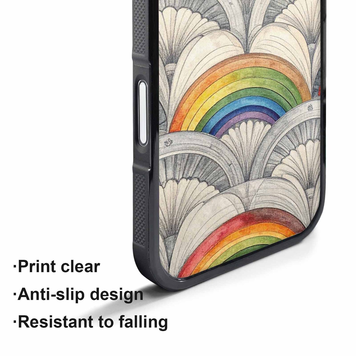 iPhone 17 Air Case — Hand Drawn Damask Rainbow Original Art, Custom Art Phone Cover