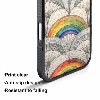 iPhone 17 Air Case — Hand Drawn Damask Rainbow Original Art, Custom Art Phone Cover