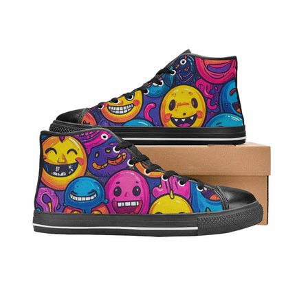 MEN'S Funny Looking Cartoon High Top Canvas Vibrant Chaos Custom Shoes