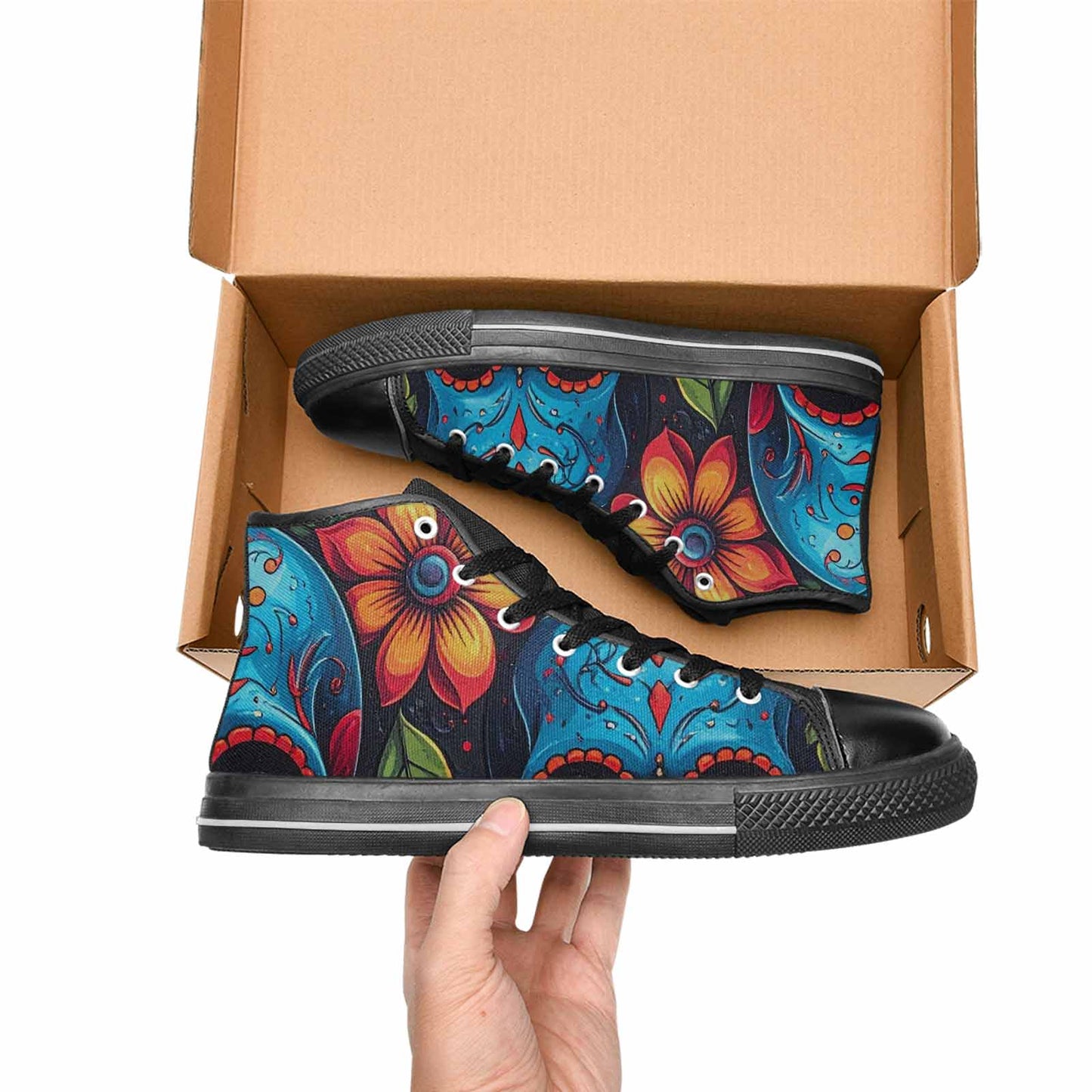 WOMEN'S Graffiti Skull High Top Canvas Dark Academia Custom Sneakers