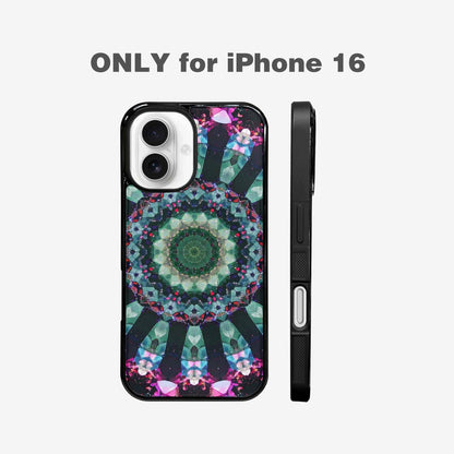 iPhone 16 Case — Crystal Mandala Art Seamless Pattern Vibrant, Custom Art Phone Cover