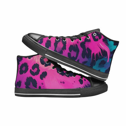 WOMEN'S Leopard Melting Neon High Top Canvas Cottagecore Sneakers