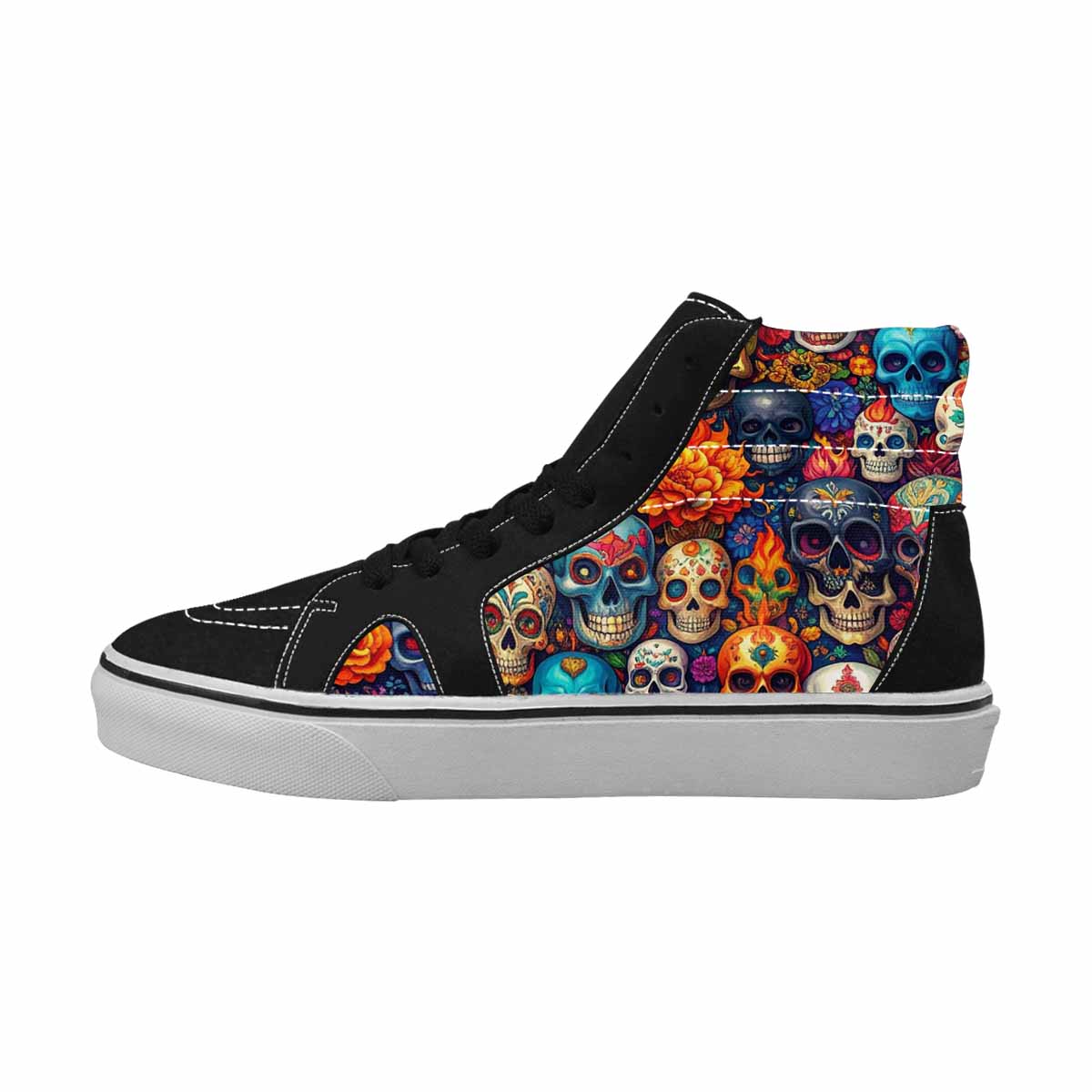 WOMEN'S Skull High Top Canvas Neon Fantasy Custom Shoes
