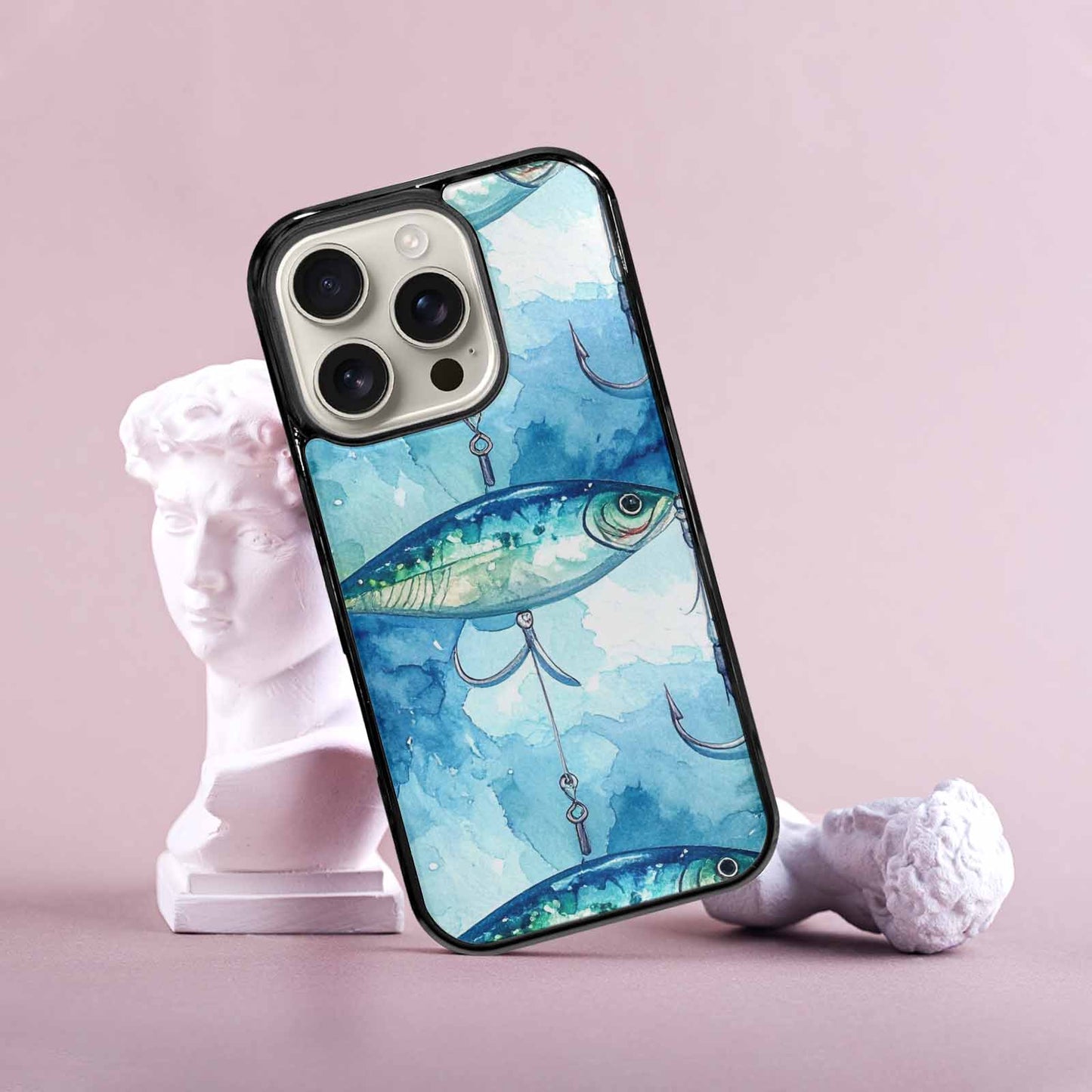 iPhone 16 Pro Case — Fishing Lure And Hook Pattern Seamless, Original Design Phone Case