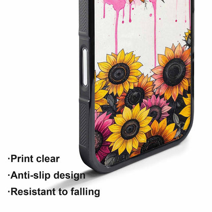 iPhone 17 Air Case — Sunflower Burst Black Pink Ink Floral, Custom Phone Case