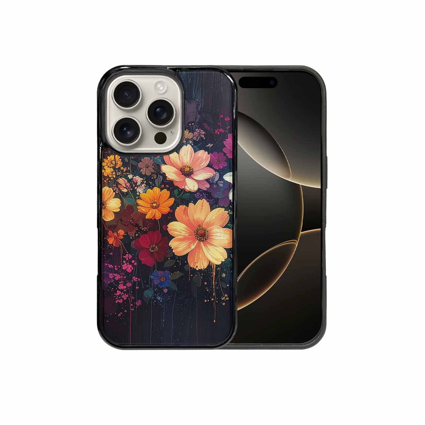 iPhone 16 Pro Case — Shadowy Glitch Floral Pattern Hundreds Of, Custom Designed Case Cover