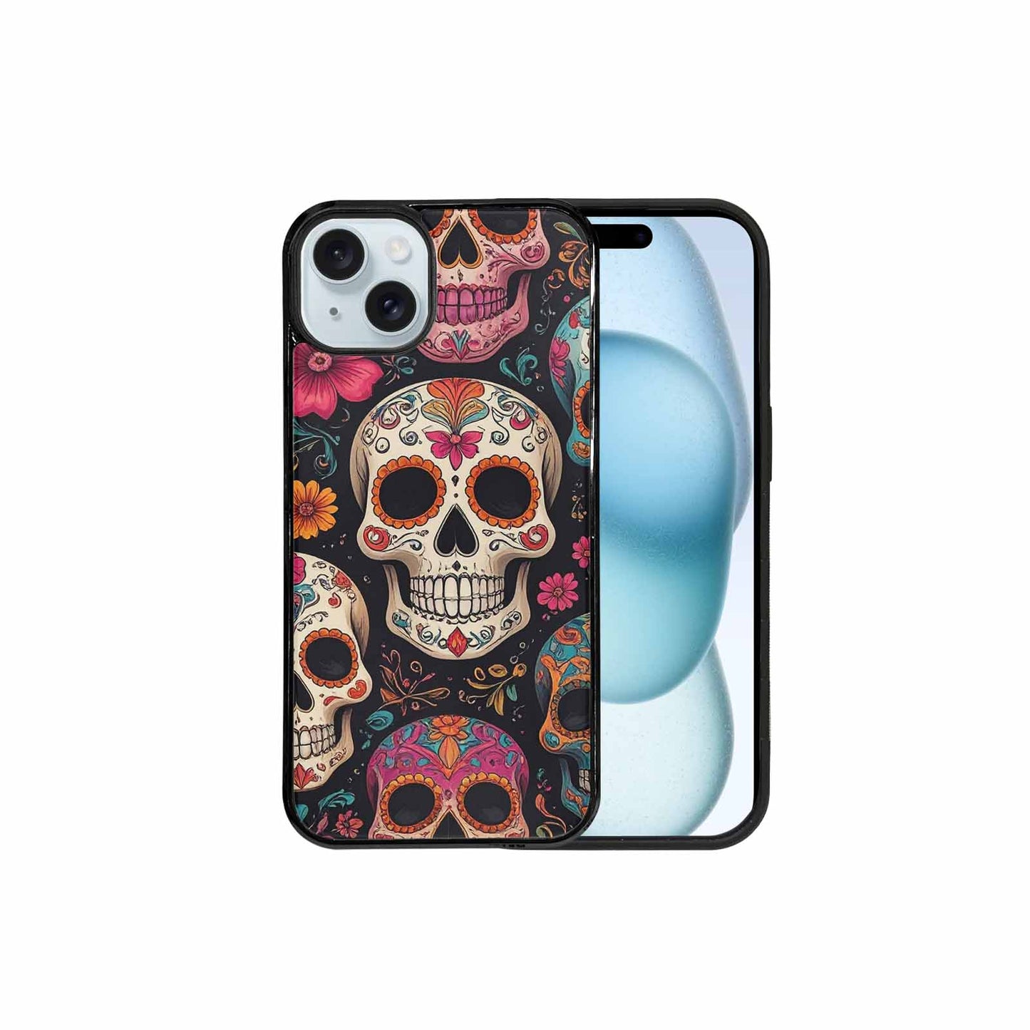 iPhone 15 Plus Case — Smaller Skulls Overlapping Seamless Pattern Of, Custom Made Phone Cover