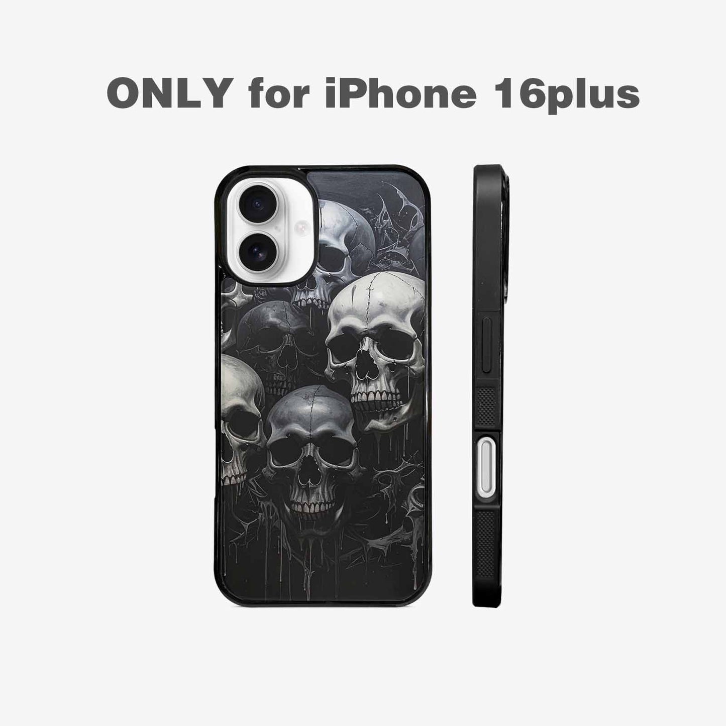 iPhone 16 Plus Case — Grey Dark Black And Grey Tones, Customized Protective Case