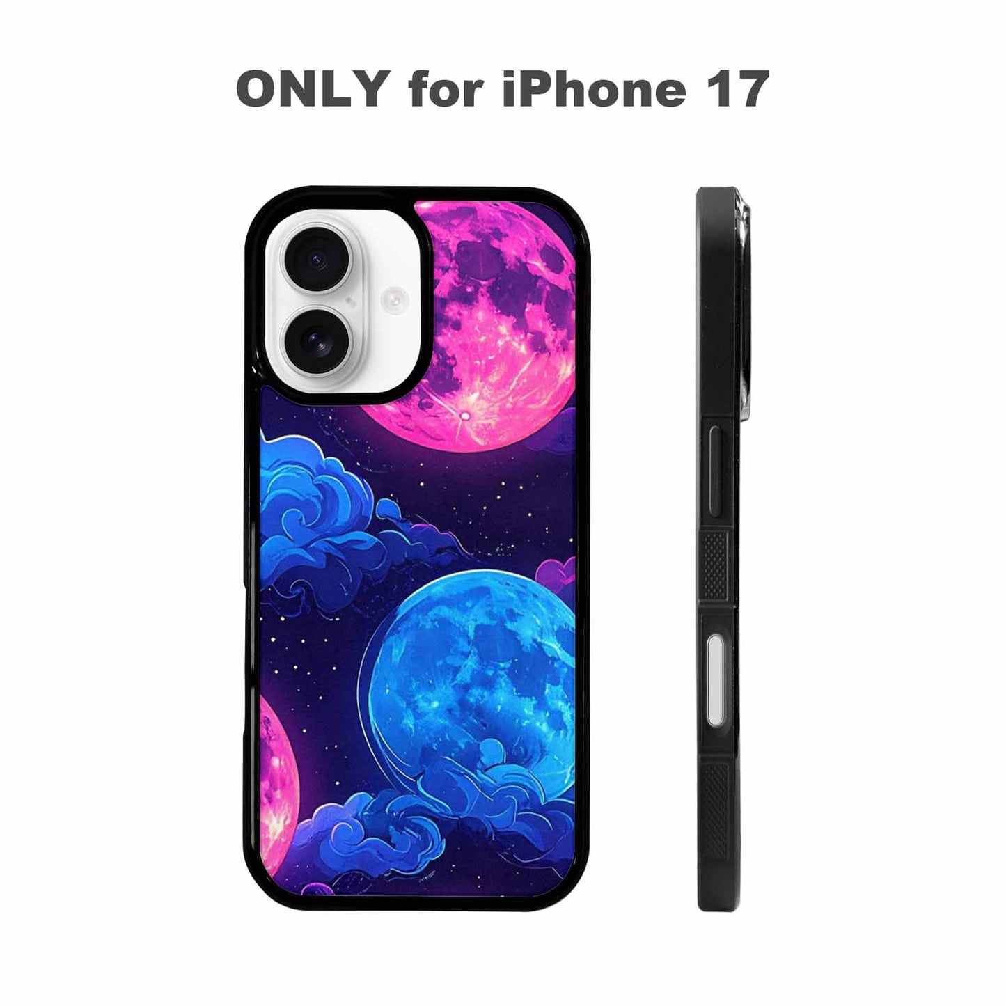 iPhone 17 Case — Neon Winter Moon Cartoon Cute, Custom Art Phone Cover