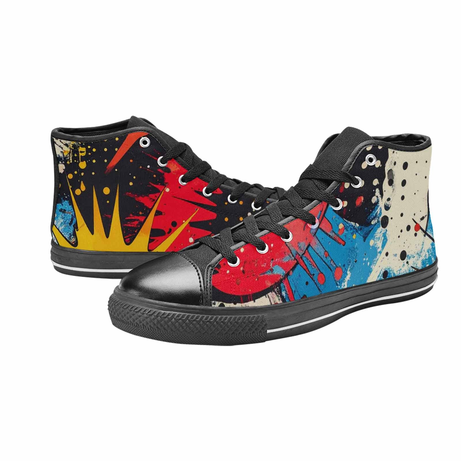 MEN'S Comic Book Halftone High Top Canvas Grunge Custom Sneakers
