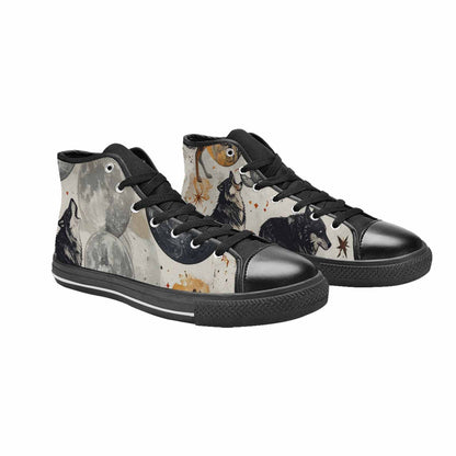 WOMEN'S Wolf Silhouette Moon High Top Canvas Vivid Sneakers