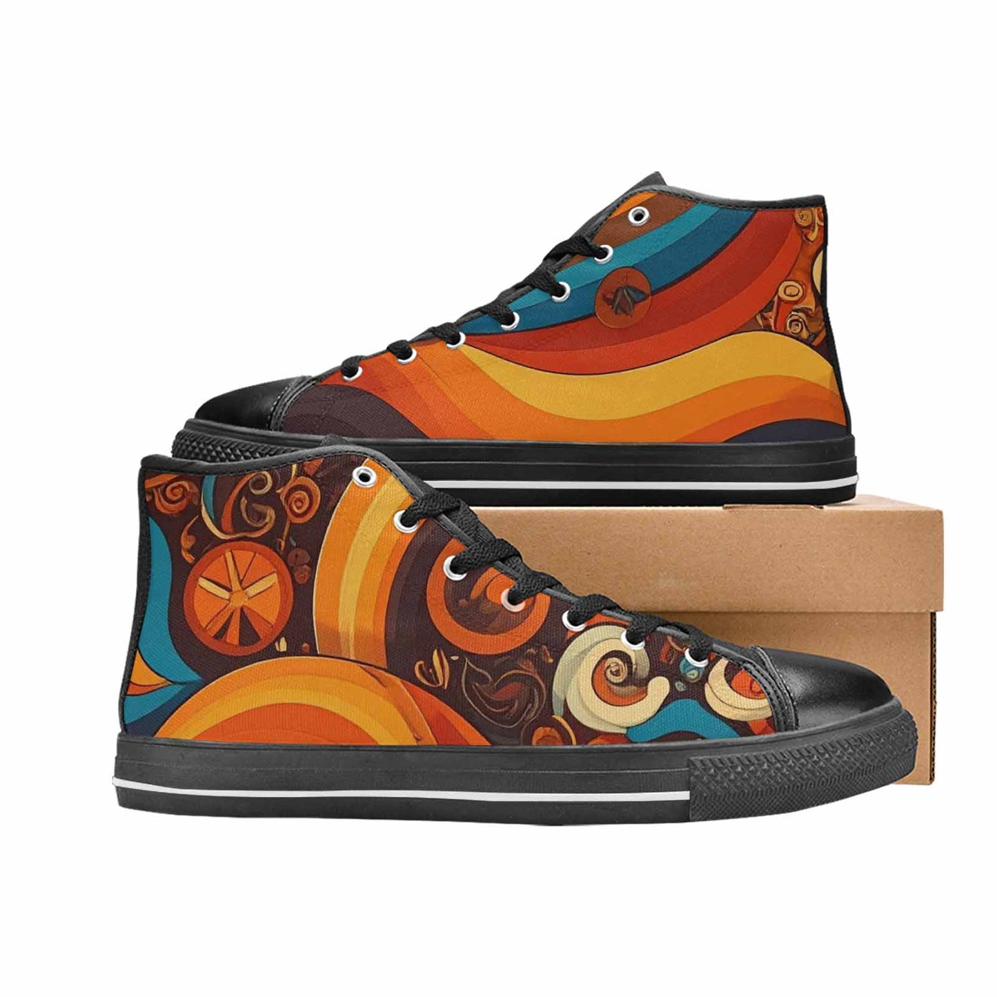 MEN'S Groovy 70S Peace High Top Canvas Surreal Shoes