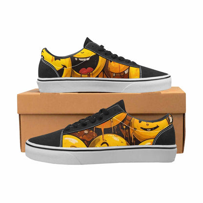 WOMEN'S Melting Moon Smiley — Lace-Up Canvas Kaleidoscope Custom Sneakers