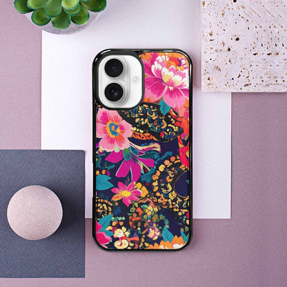 iPhone 16 Case — Floral Snake Print, Customized Protective Case