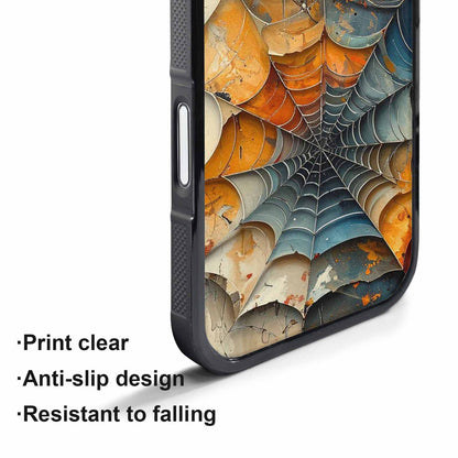 iPhone 17 Pro Case — Distressed Horror Spider Web Original Art, Unique Phone Case Design