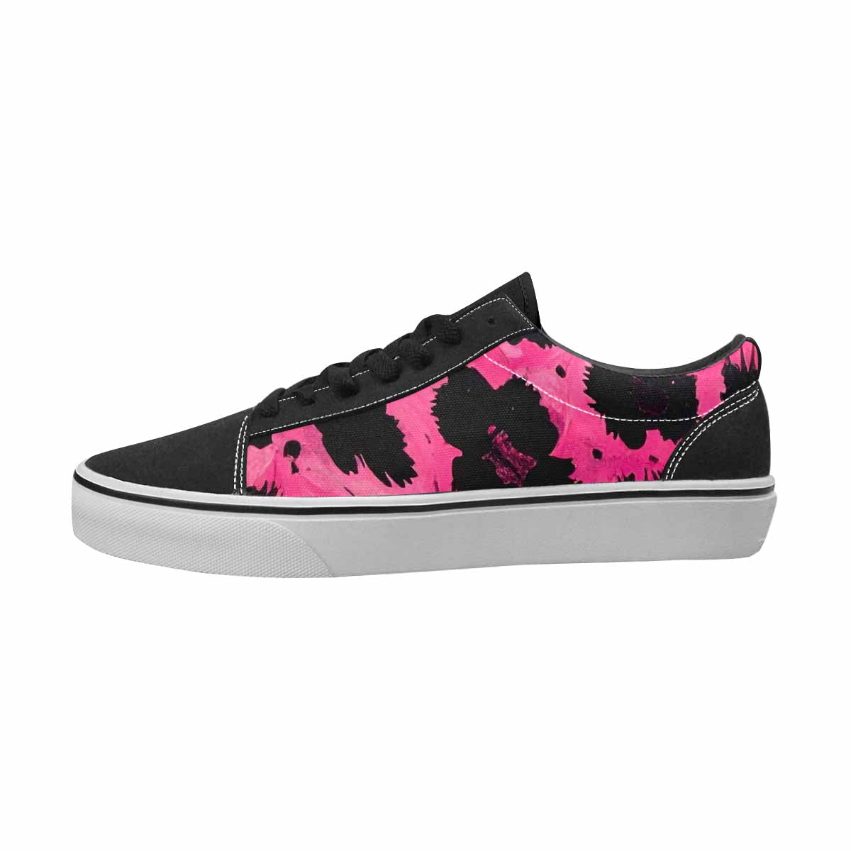 WOMEN'S Leopard Black & Pink Ink Canvas Artist-designed Vibrant Chaos Custom Shoes