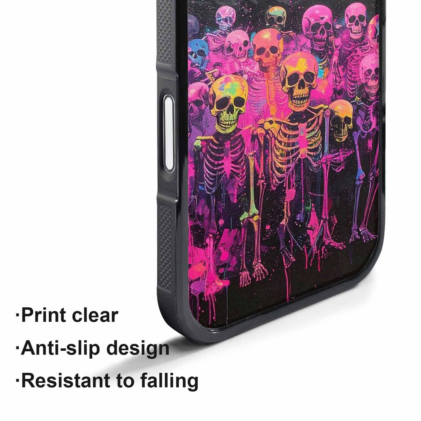 iPhone 17 Pro Max Case — Skeletons Neon Pink Glowskelet Original Art, Personalized Phone Case