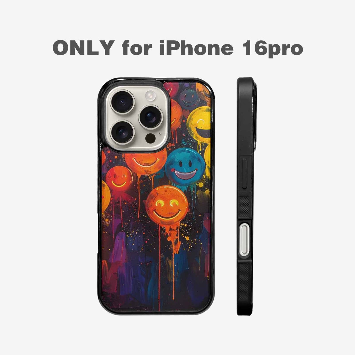 iPhone 16 Pro Case — Smiley Faces Glow Smiley Faces Pattern, Custom Made Phone Cover
