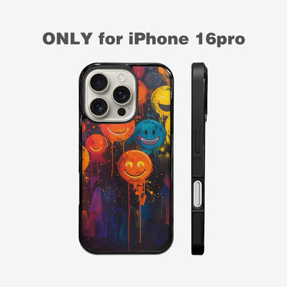 iPhone 16 Pro Case — Smiley Faces Glow Smiley Faces Pattern, Custom Made Phone Cover