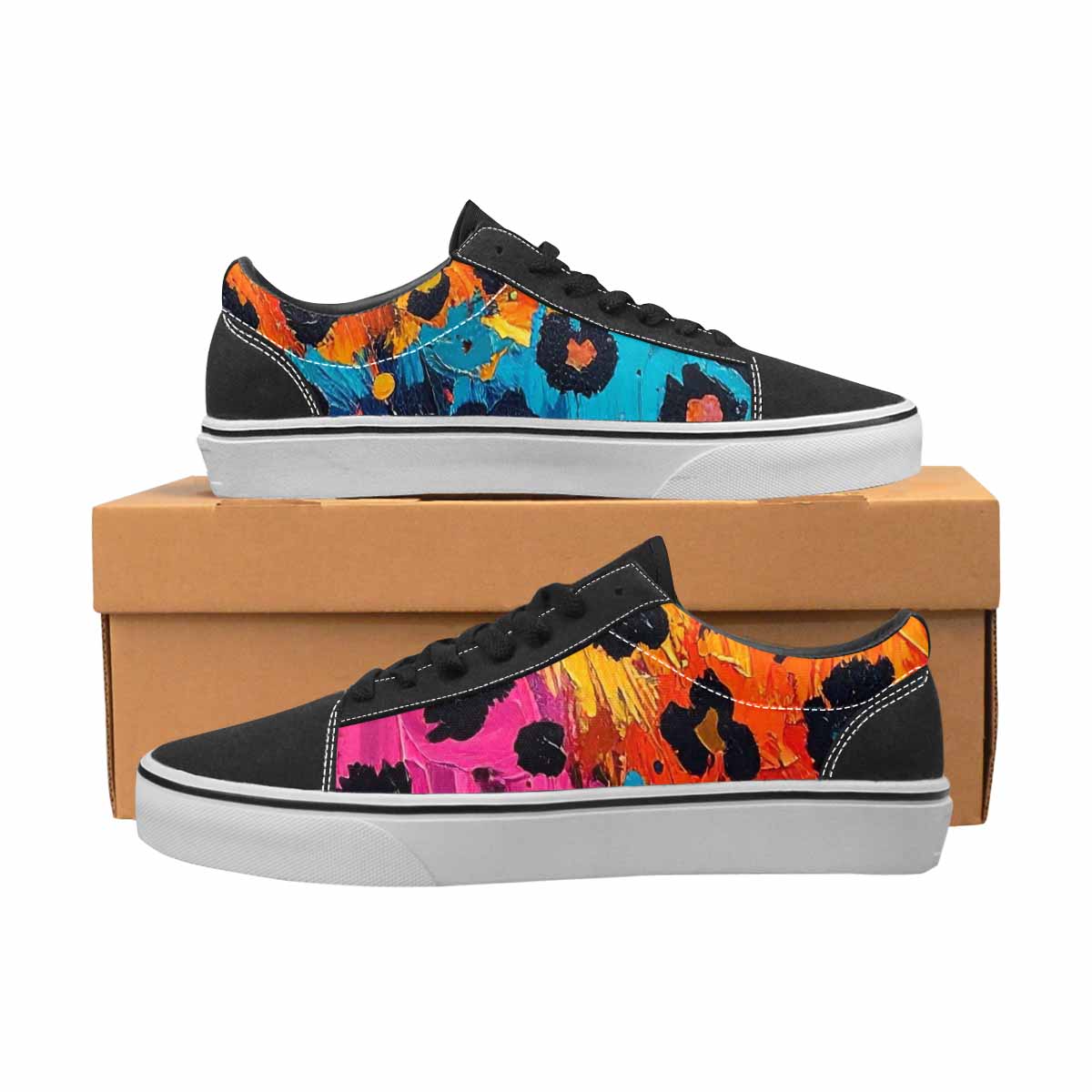 WOMEN'S Animal Print Lace-Up Canvas Kaleidoscope Custom Sneakers