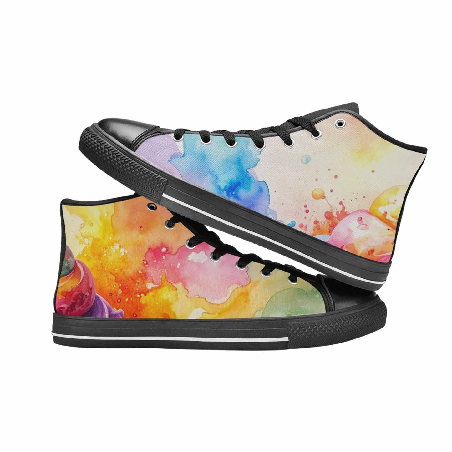 MEN'S Melting Icecream Collage High Top Canvas Cottagecore Shoes