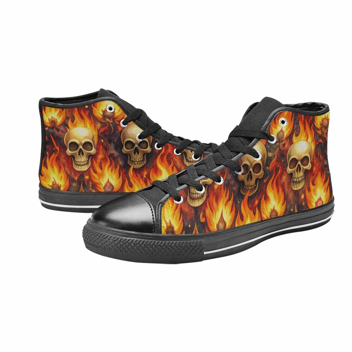 MEN'S Skulls - Flaming High Top Canvas Vivid Sneakers