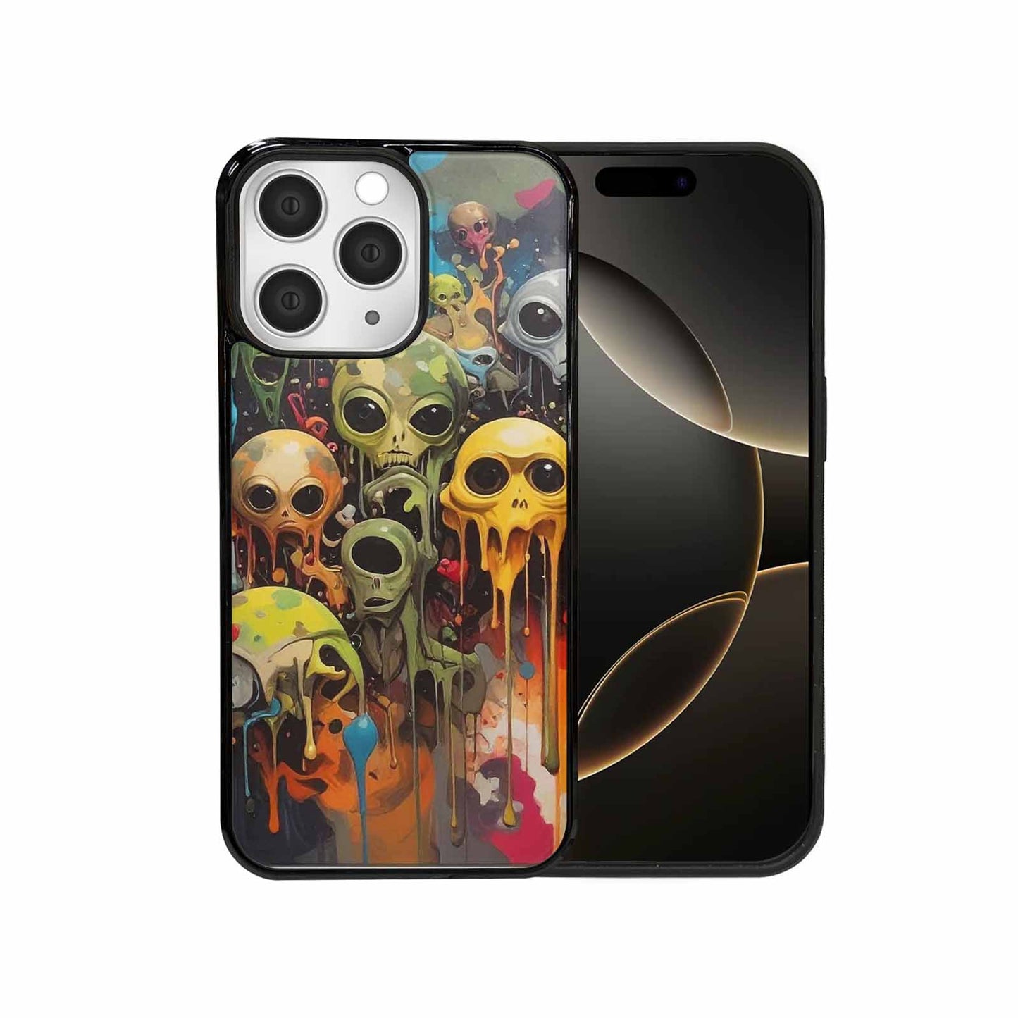 iPhone 15 Pro Max Case — Aliens Camomelting Aliens Patt, Unique Phone Case Design