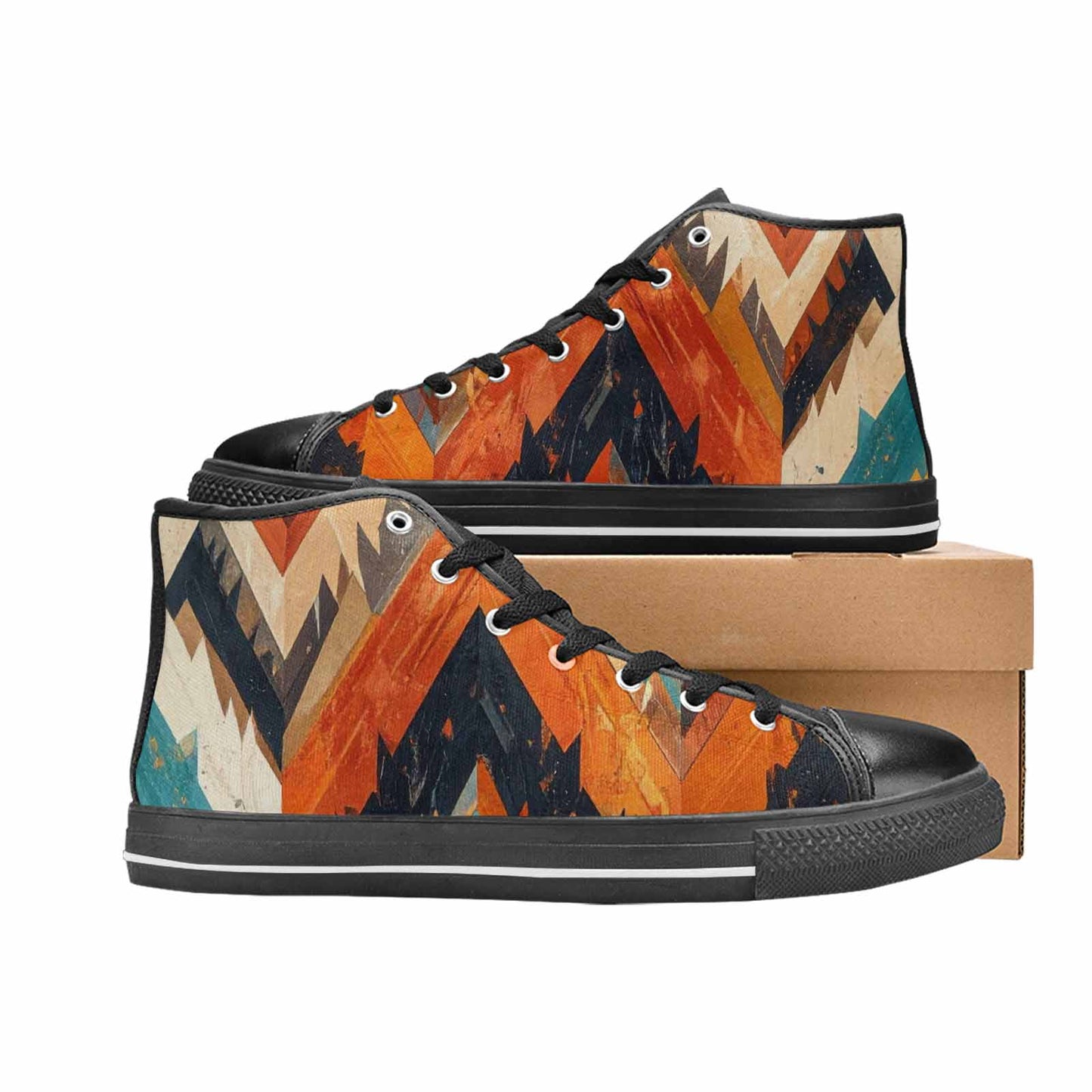 WOMEN'S Southwestern Geometric Diamond High Top Canvas Dreamcore Custom Sneakers