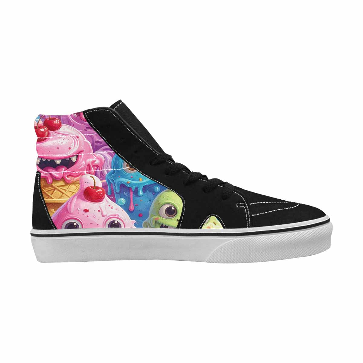 MEN'S Melting Icecream Monster Cherry High Top Canvas Aesthetic Shoes