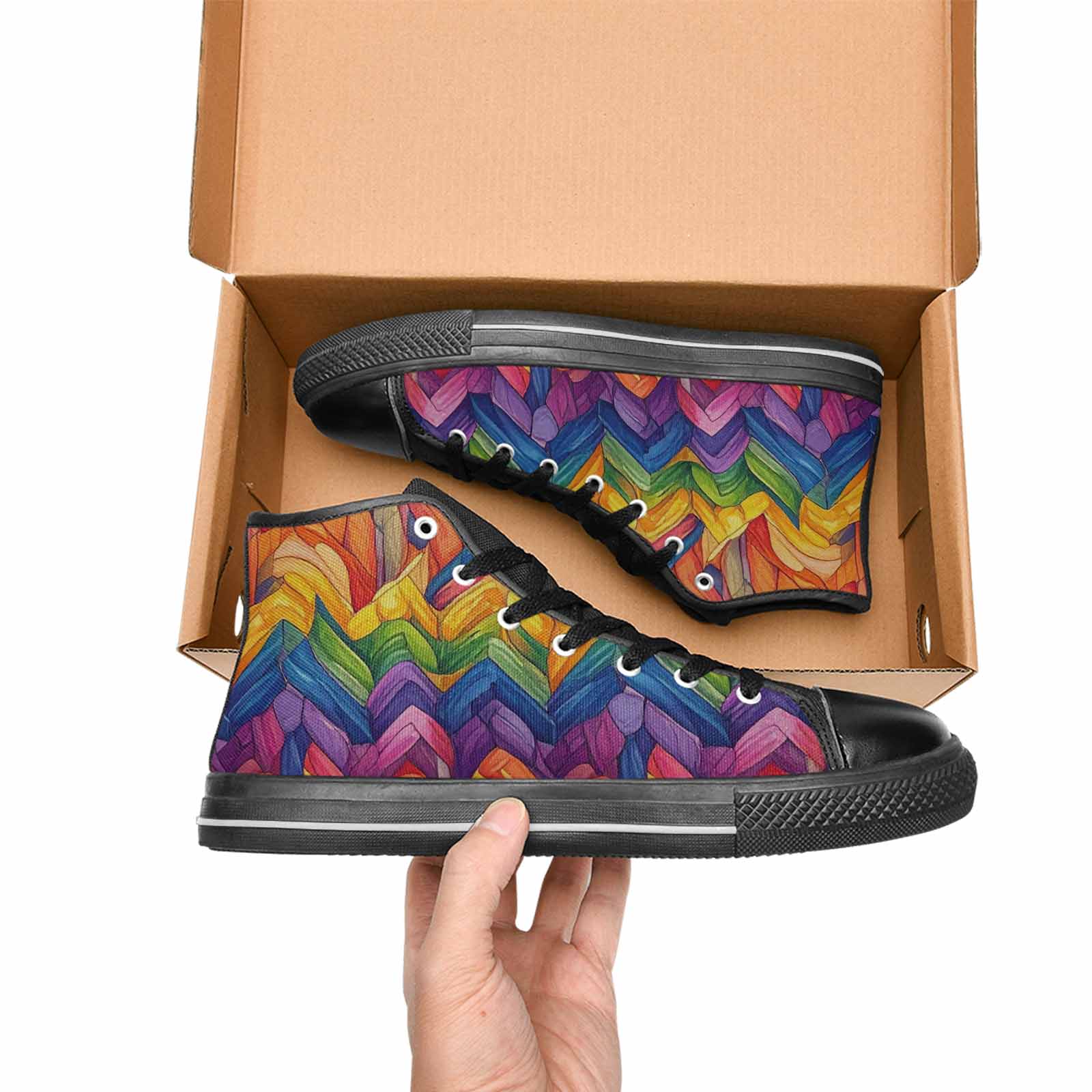 MEN'S Transgender Flag Color High Top Canvas Cottagecore Sneakers
