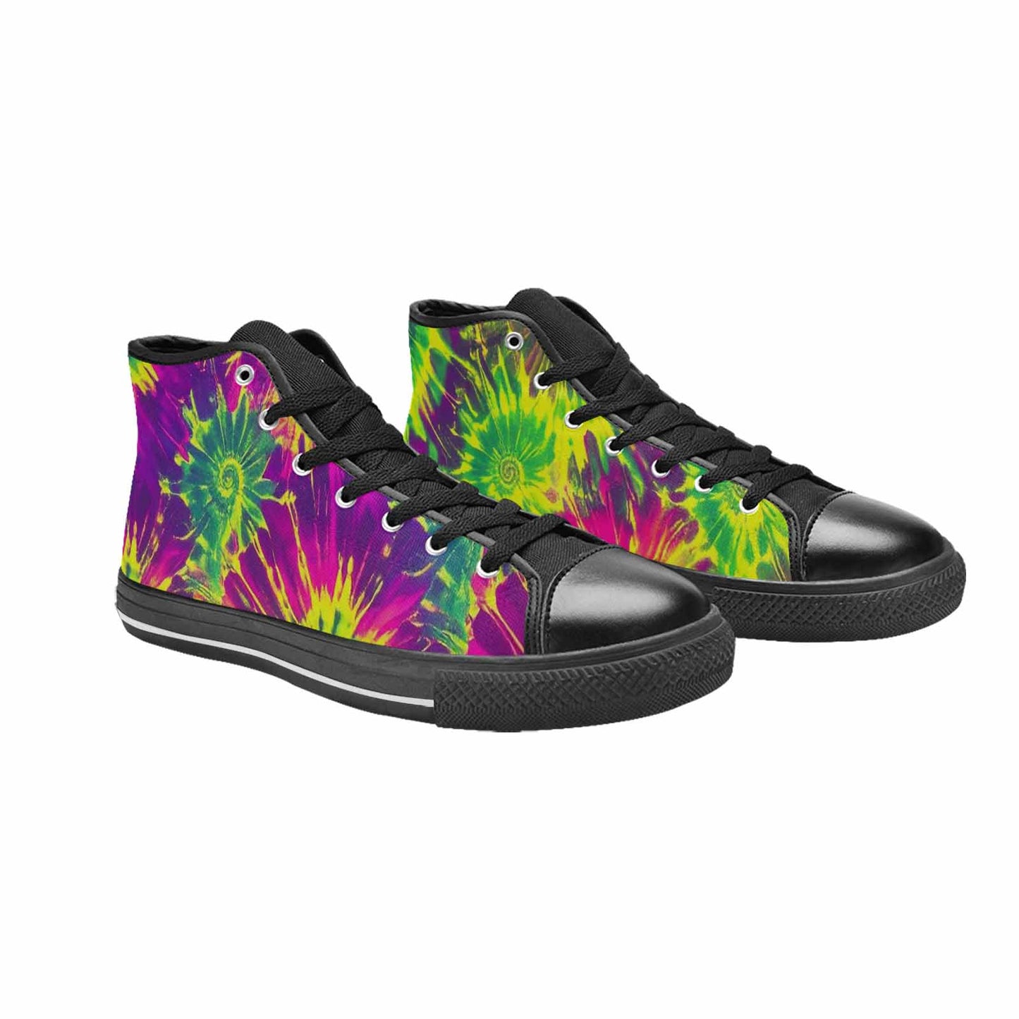 MEN'S Tie Dye - High Top Canvas Vibrant Chaos Custom Shoes