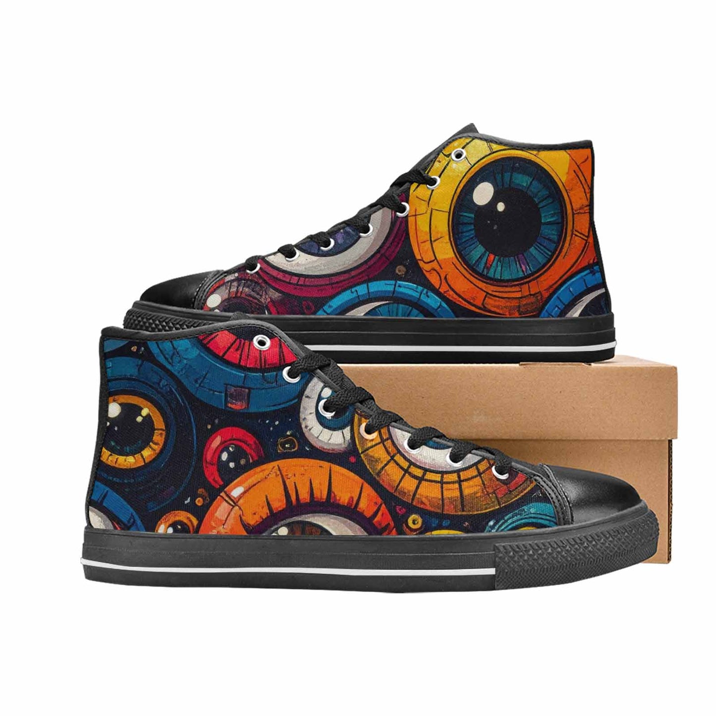 MEN'S Cartoon Eyeballs High Top Canvas Aesthetic Custom Sneakers