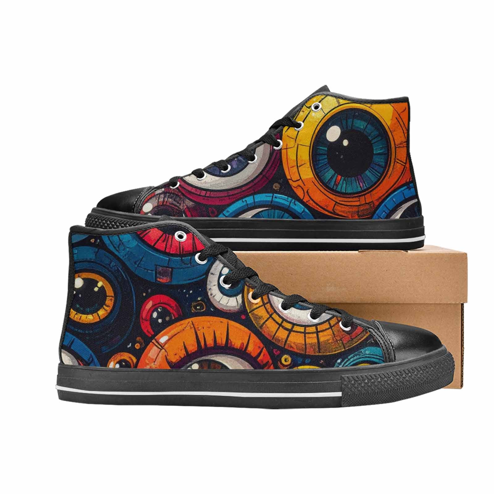 MEN'S Cartoon Eyeballs High Top Canvas Aesthetic Custom Sneakers