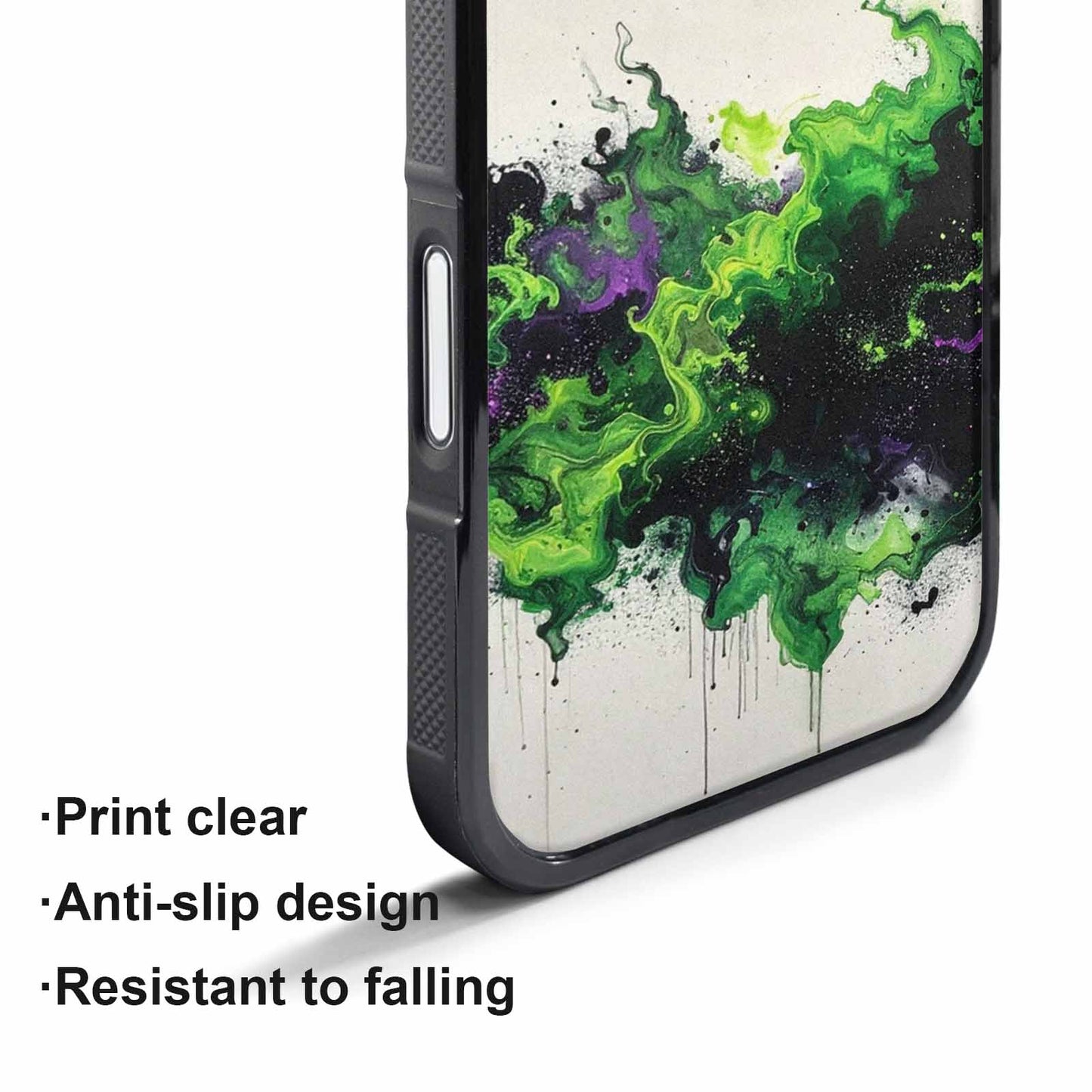 iPhone 17 Pro Max Case — Black &amp; Green Ink Galaxy Space, Custom Printed Phone Case