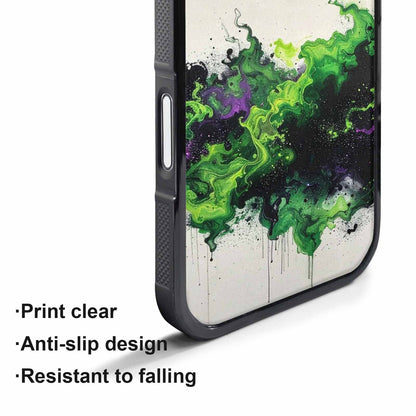 iPhone 17 Pro Max Case — Black &amp; Green Ink Galaxy Space, Custom Printed Phone Case