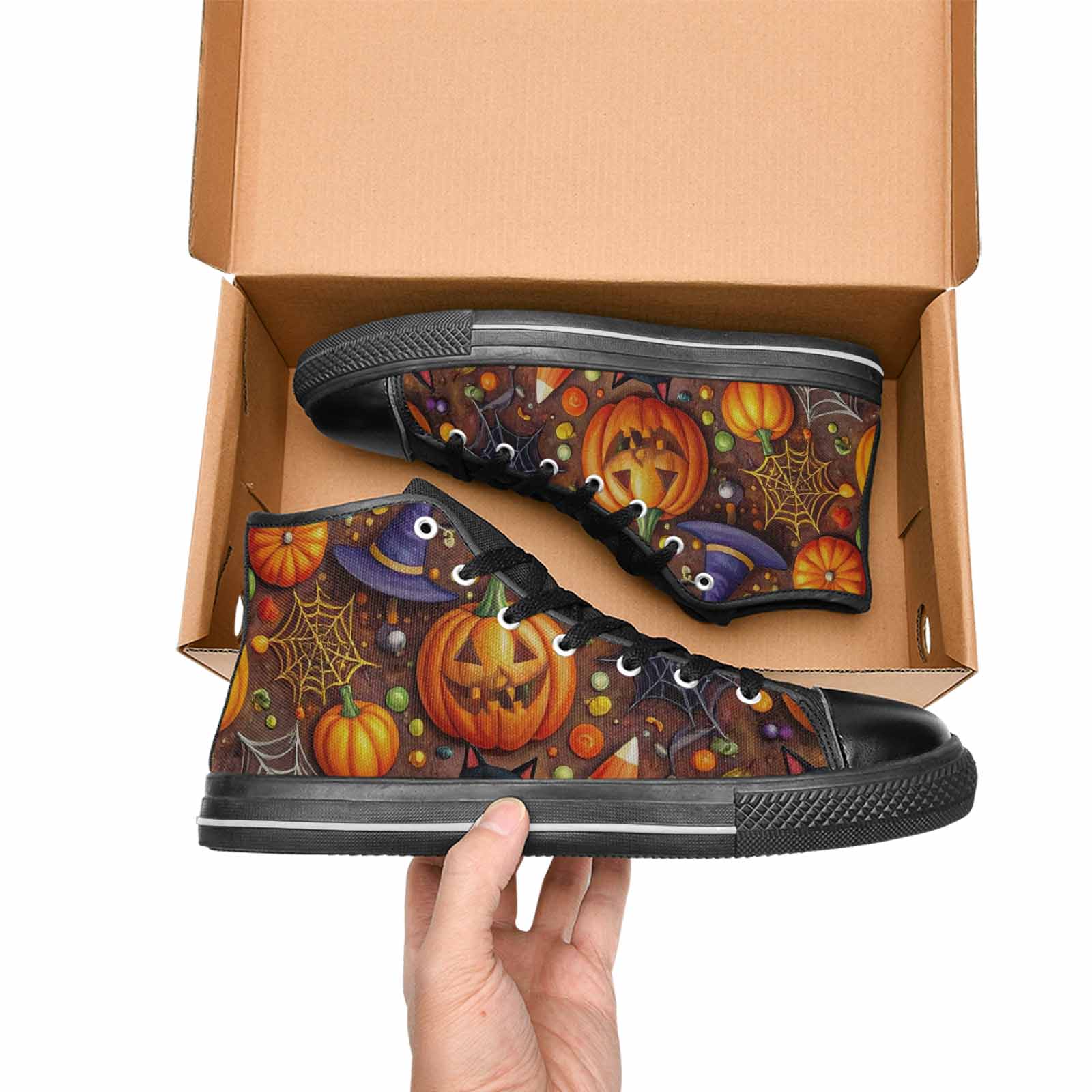 MEN'S Halloween High Top Canvas Wallpaper Art Sneakers