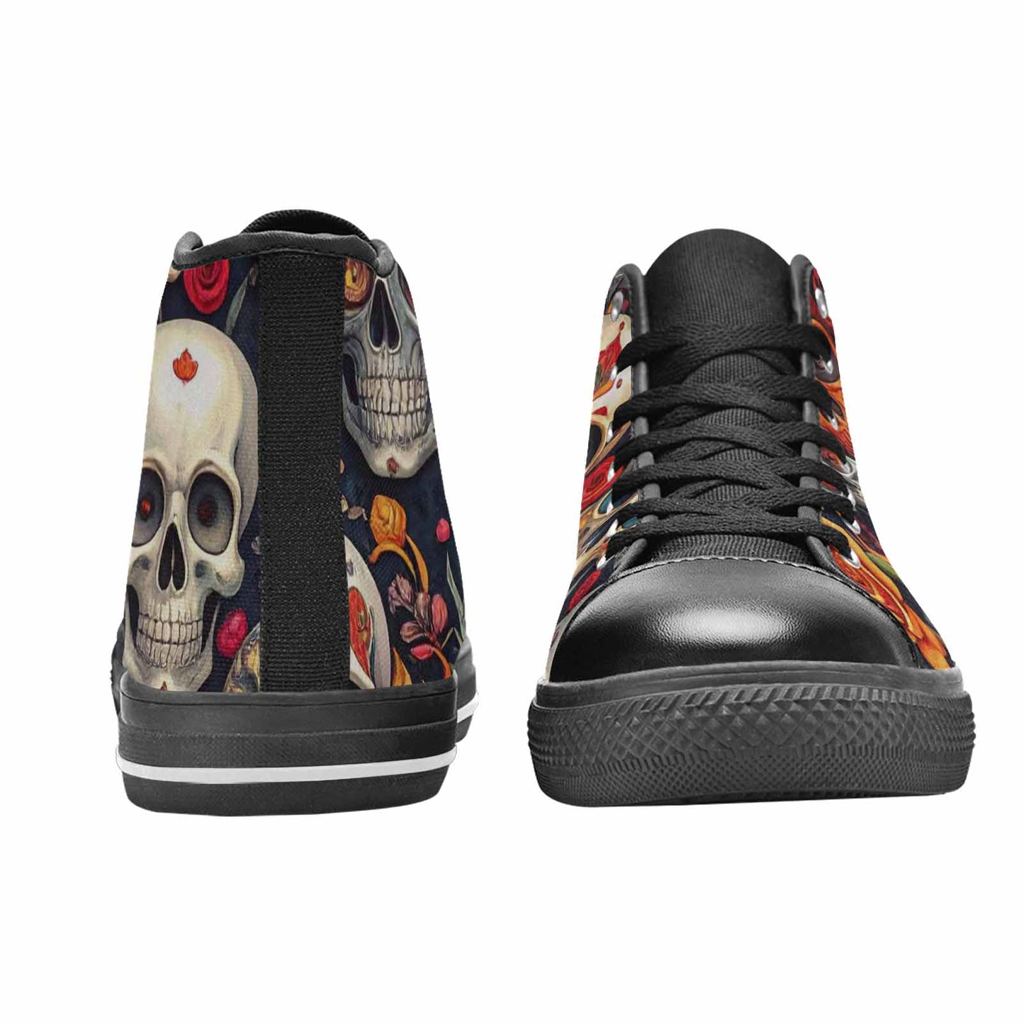 WOMEN'S Skull High Top Canvas Grunge Custom Shoes