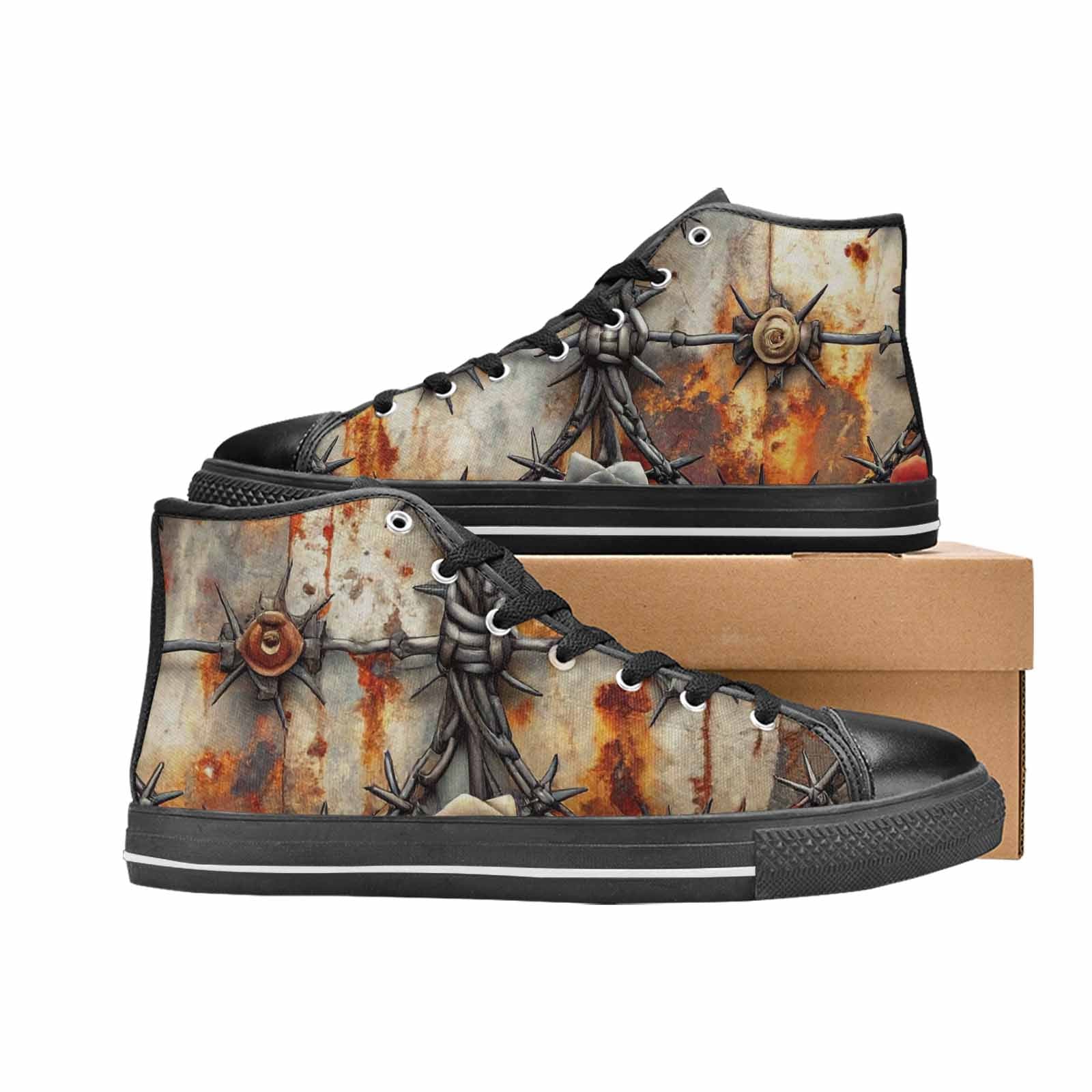 MEN'S Barbed Wire Chain High Top Canvas Grunge Sneakers
