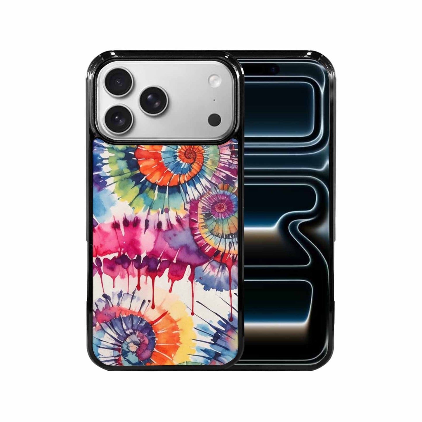 iPhone 17 Pro Max Case — Tie Dye Swirls Black Tie Dye, Custom Printed Phone Case