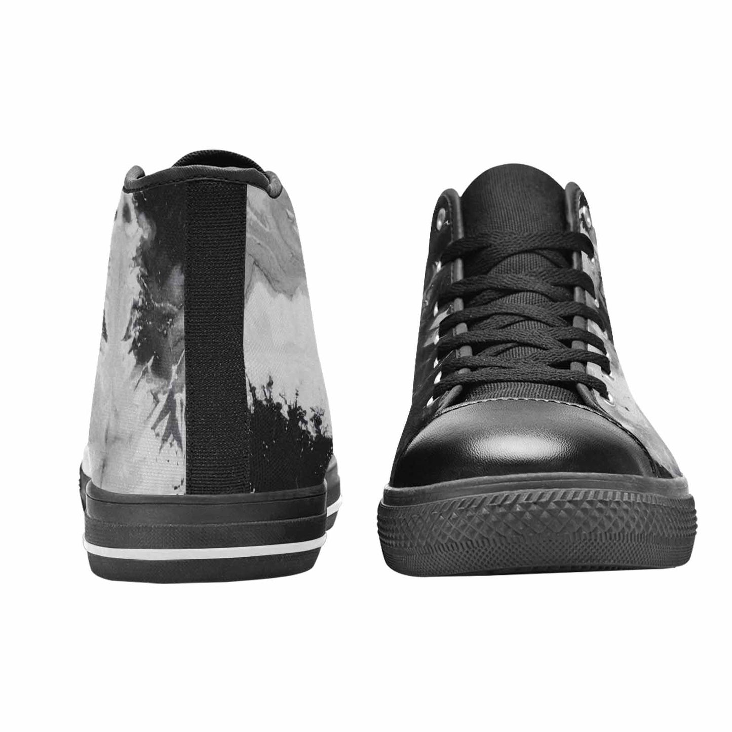MEN'S Tie Dye Acid Wash Black White High Top Canvas Cottagecore Shoes