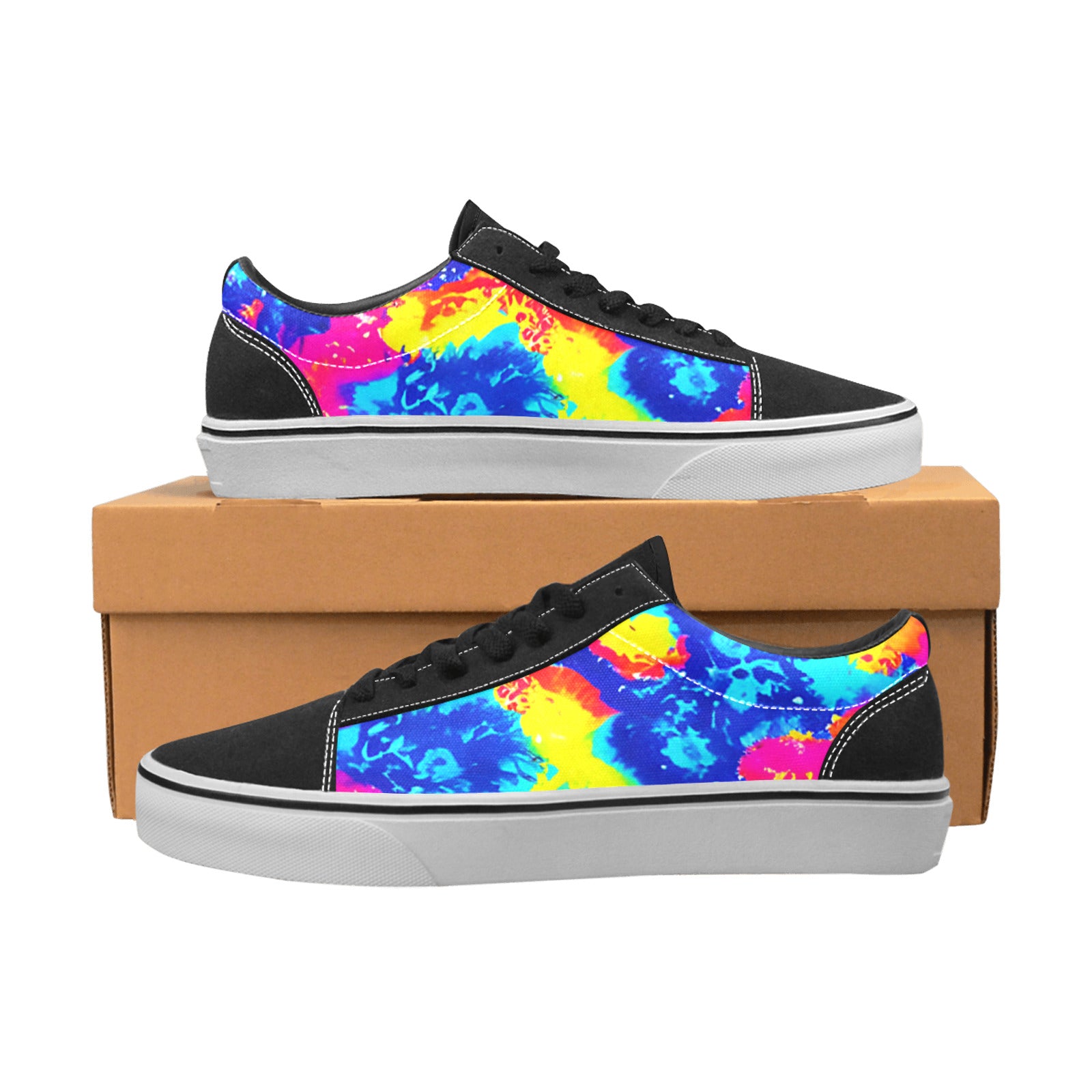 WOMEN'S Tie Dye Splash Retro Low Top Skateboarding Neon Fantasy Sneakers