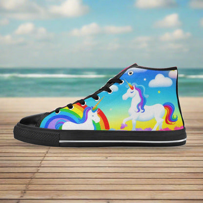 Butterfly Rainbow Blue Gold Custom WOMEN Bold Art - Freaky Shoes | Custom Art Sneakers
